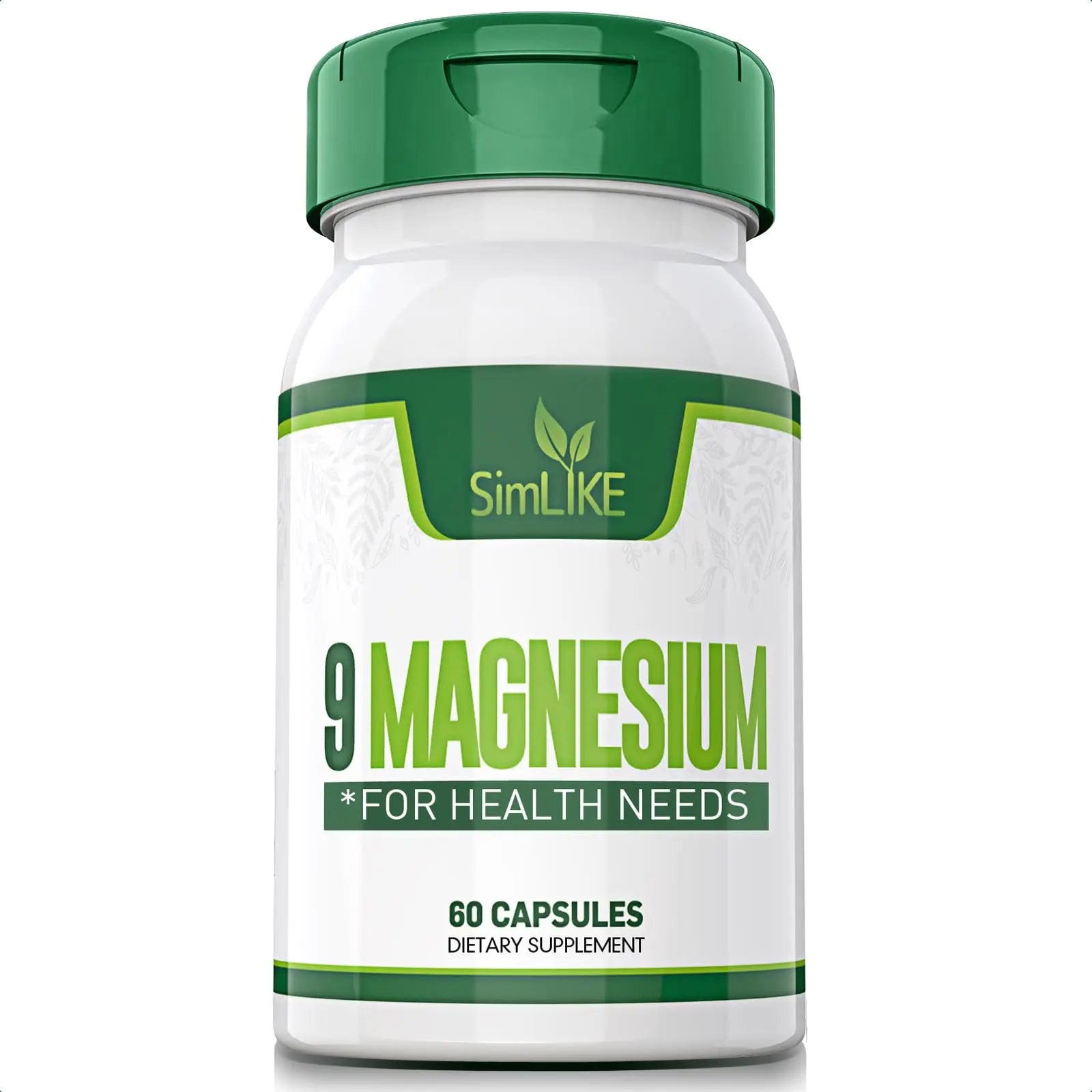 Magnesium Supplement with 9 Forms of High Absorption Magnesium Glycinate, L-threonate, Citrate, Malate and More for Muscle, Brain Support, Non-GMO, Gluten & Soy Free, 60 Capsules Simlike Au supplements