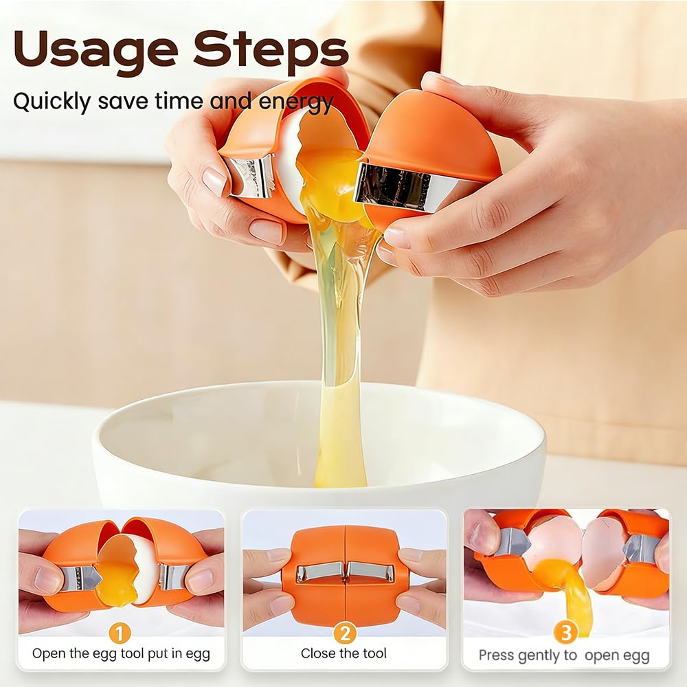 New Egg Shell Opener Egg Cracker Tool Stainless Steel, Multifunctional Egg Shell Opener for Raw Or Hard-Boiled Eggs, Kitchen Gadget for Cooking Baking (Orange Red) CLRZOL Au supplements