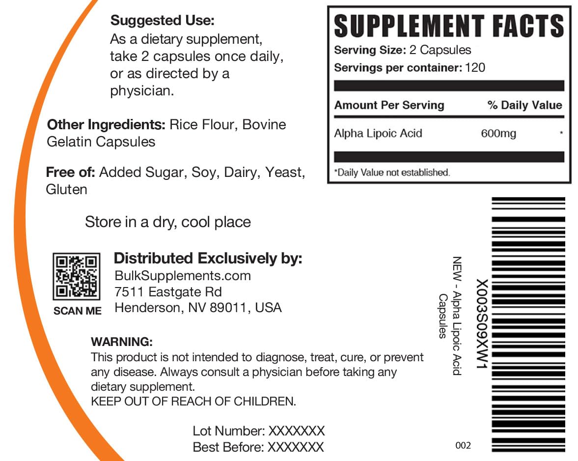 BULKSUPPLEMENTS.COM Alpha Lipoic Acid Capsules - ALA Supplement, Alpha Lipoic BULKSUPPLEMENTS.COM Au supplements