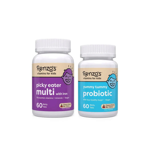 Renzo's Vitamins Happy Tummies Bundle, Probiotics for Kids and Picky Eater Kids Multivitamin Renzo'sAU supplements