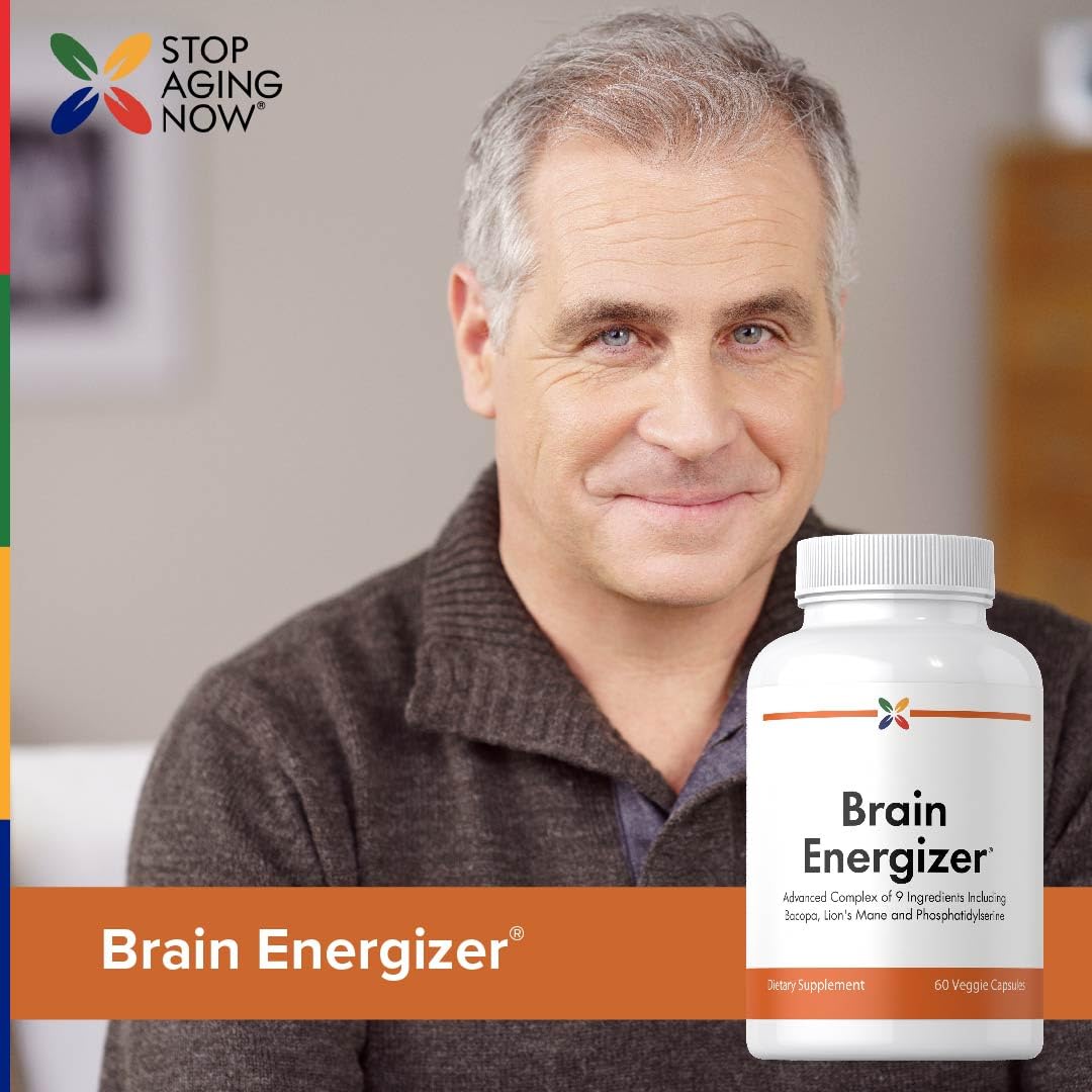 Stop Aging Now - Brain Supplement Complex - with Ginkgo Biloba, Lion's Mane, Bacopa, and DMAE - 60 Vegetarian Capsules - Advanced Blend Stop Aging Now Au supplements