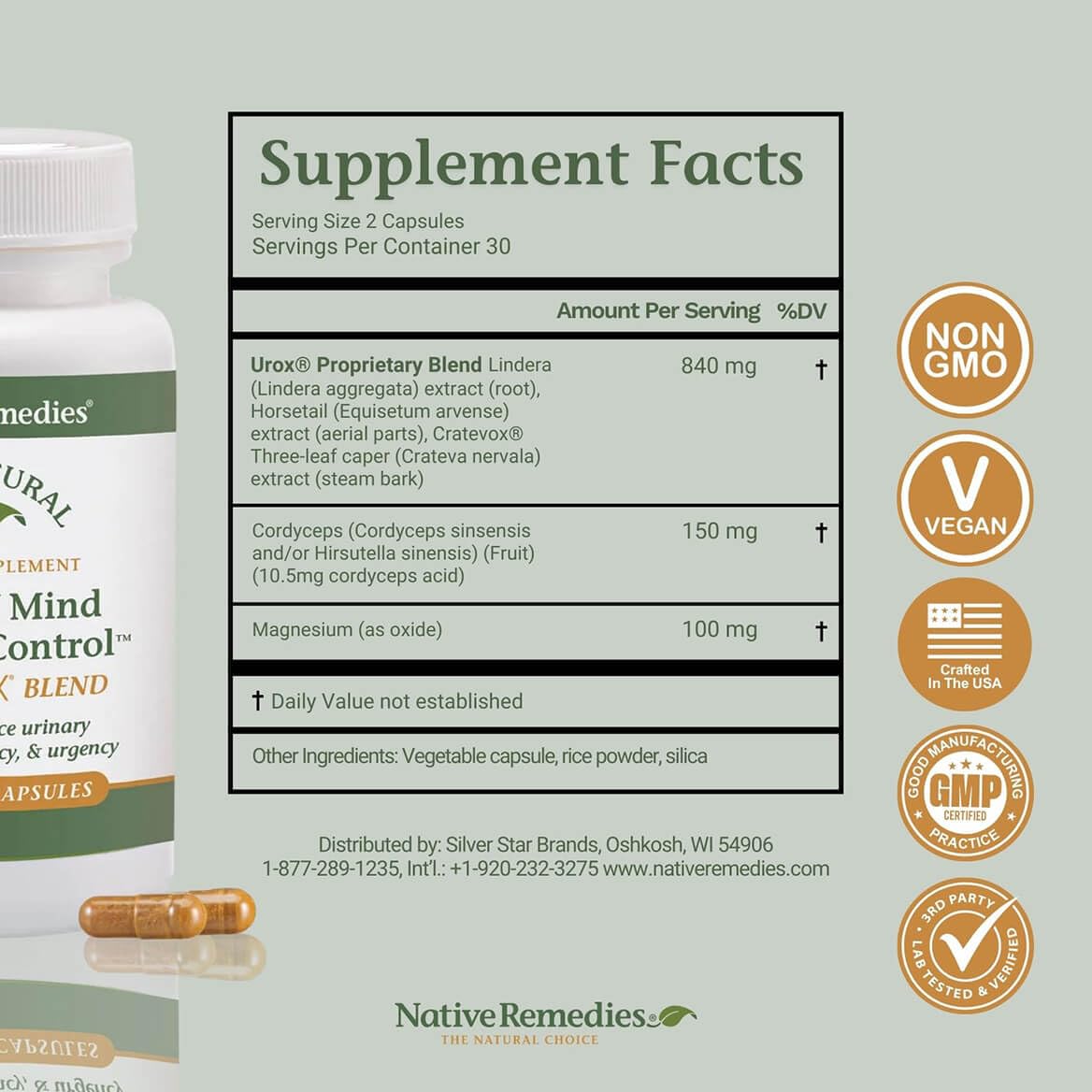 Native Remedies Bladder Control Supplements - Peace of Mind with Urox - Bladder Support for Women & Men, for Overactive Bladders Health - Reduce Nighttime Urination - Non-GMO Vegan Capsules (60 Count) Native Remedies Au supplements