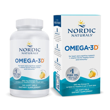 Nordic Naturals Omega-3D, Lemon Flavor - 120 Soft Gels - 690 mg Omega-3 + 1000 IU Vitamin D3 - Fish Oil - EPA & DHA - Immune Support, Brain & Heart Health, Healthy Bones - Non-GMO - 60 Servings Nordic Naturals Au supplements
