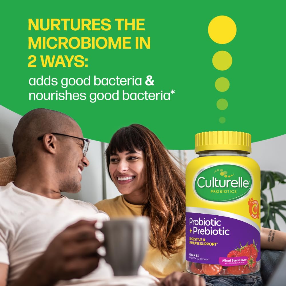 Culturelle Daily Probiotic Gummies for Women & Men, Berry Flavor, 52 Count, Naturally-Sourced Daily Probiotic + Prebiotic for Digestive Health, Non-GMO & Vegan Culturelle Au supplements