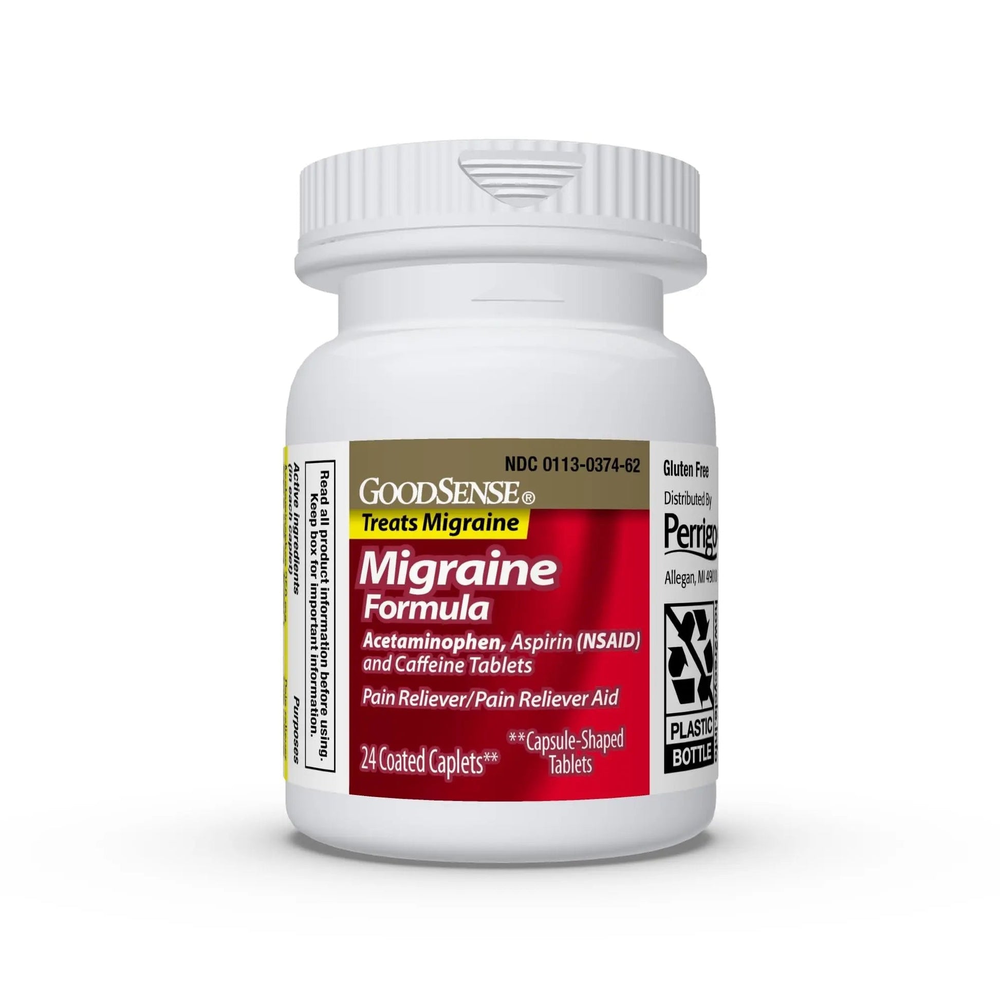 GoodSense Migraine Formula Caplets - Acetaminophen, Aspirin (NSAID) & Caffeine - Migraine Pain Relief, 24 Count GoodSense Au supplements