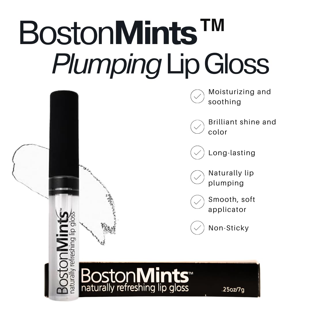 Healthy, Naturally Lip Plumping Clear LipGloss, Southie Pout (.25oz) - Vegan, Plant-Based ingredients. Cooling Mint Enhances Fullness, while Avocado Oil and Jojoba provides lasting Hydration. Boston Mints Au supplements