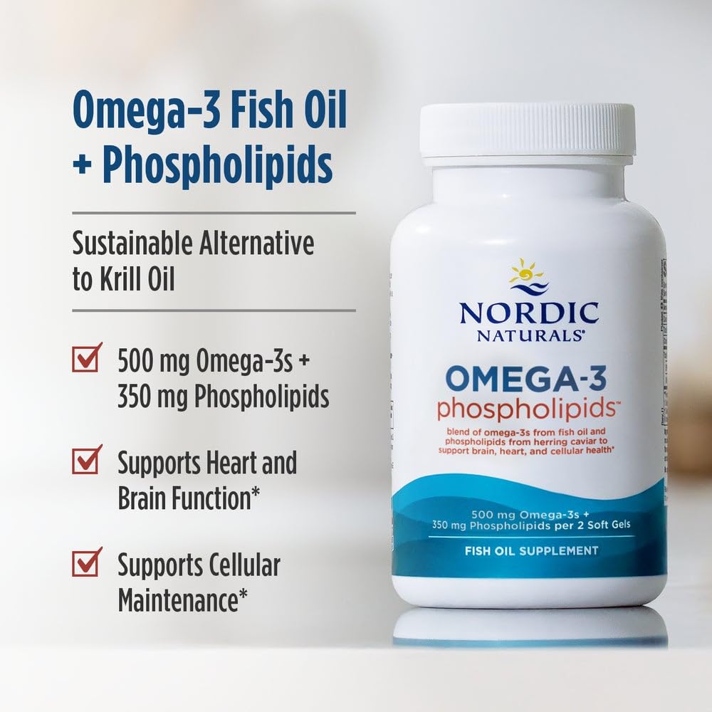 Nordic Naturals Omega-3 Phospholipids, Unflavored - 60 Soft Gels - 500 mg Omega-3 & 350 mg Phospholipids - Heart & Brain Health - Small, Easy-to-Swallow Soft Gels - Non-GMO - 30 Servings Nordic Naturals Au supplements