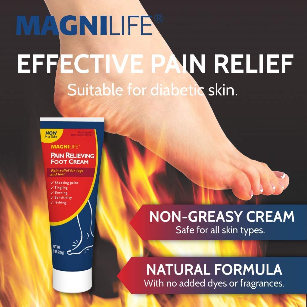 MagniLife Pain Relieving Foot Cream, 4 oz Tube, Soothing Relief for Soreness, Pain, Burning, Tingling, Itching or Sensitivity in Feet & Legs, Moisturizing & Hydrating Foot Cream, No Petroleum MagniLife Au supplements