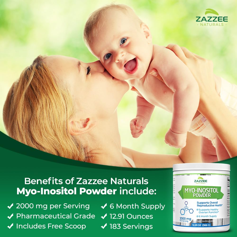 Zazzee Myo-Inositol Powder, 6 Month Supply, 183 Servings, 2000 mg per Serving Zazzee Au supplements