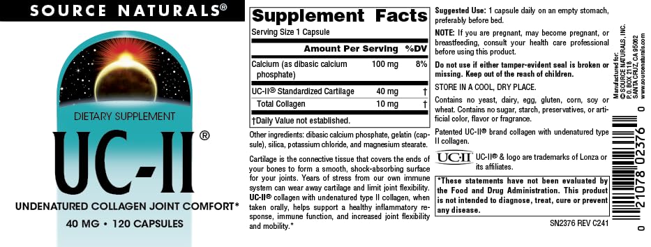 Source Naturals UC-II, Undenatured Collagen Joint Comfort Source Naturals Au supplements