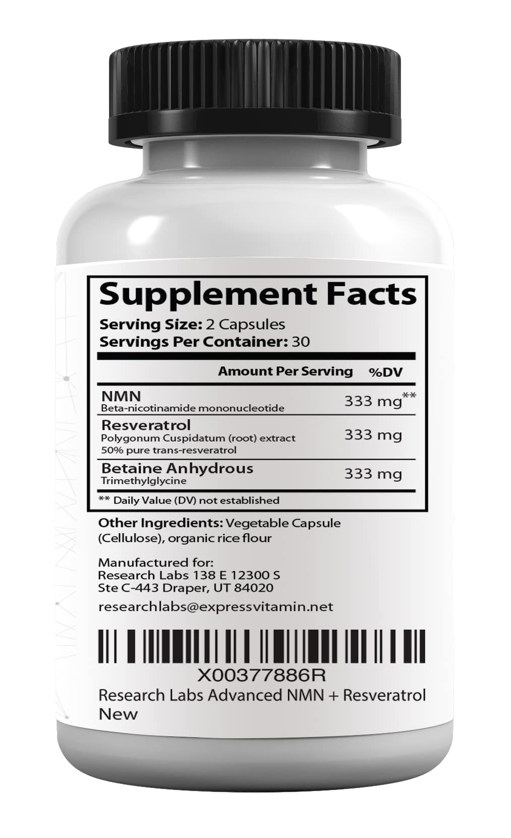 Research Labs Advanced NMN Resveratrol & Betaine (TMG) Longevity Formula – NAD Cellular Energy, Healthy Aging, Metabolic Support – Advanced Science Supplement – Made in USA NAD Supplement Booster Research Labs Au supplements
