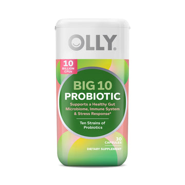 OLLY Big 10 Probiotic, Supports a Healthy Gut Microbiome,* 10 Billion CFUs, 30 Day Supply - 30 Count OLLY Au supplements