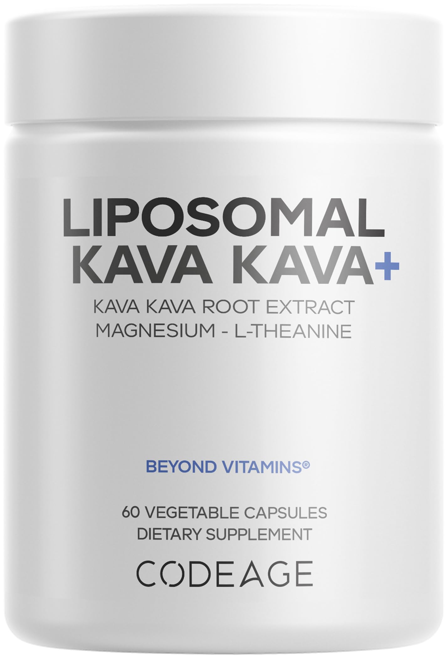 Codeage Liposomal Kava Kava+ Supplement - 500 mg 30% Kavalactones with Magnesium Glycinate - Magnesium Oxide - L-Theanine - Liposomal Delivery - Non-GMO - 60 Capsules Codeage Au supplements