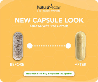 NaturaNectar - Ultimate Bee Propolis Capsules - NSF Contents Certified -Brazilian Red, Brown, & Green - Gluten-Free Supplement with Flavonoids - Naturally Sourced Through Ethical Beekeeping (60pcs.) NaturaNectarAu supplements