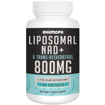 Rhamoph Liposomal NAD+ 800 mg with Trans-Resveratrol 300 mg, Max Absorption, Actual NAD+ Boosting Supplement for Healthy Aging, Cellular Energy, DNA Repair, Longevity - 60 Softgels Rhamoph Au supplements