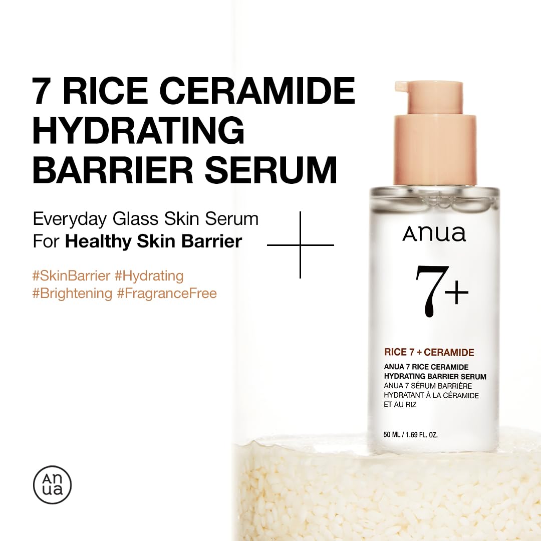 Anua Rice Ceramide 7 Hydrating Barrier Serum, Moisturizing Face Serum, Non-comodogenic, Hyaluronic Acid, Niacinamide, Lightweight, Fragrance Free, Sensitive Dry Skin, Korean Skincare, 1.69 fl oz ANUA Au supplements