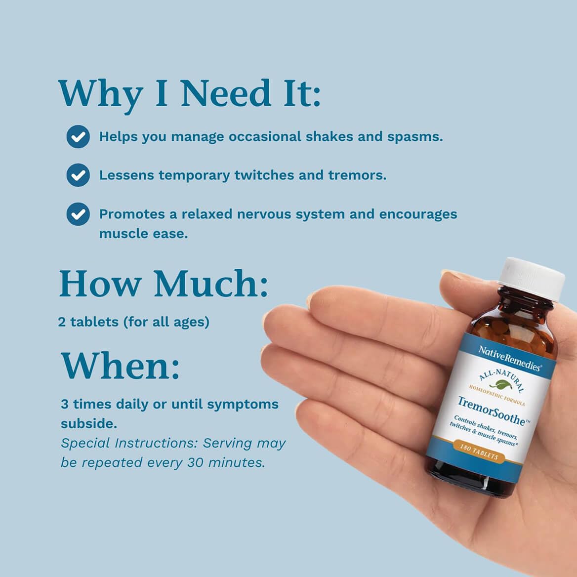 Native Remedies TremorSoothe - Natural Homeopathic Formula to Temporarily Control Shakes, Tremors, Muscle Spasms and Twitches -180 Tablets Native Remedies Au supplements
