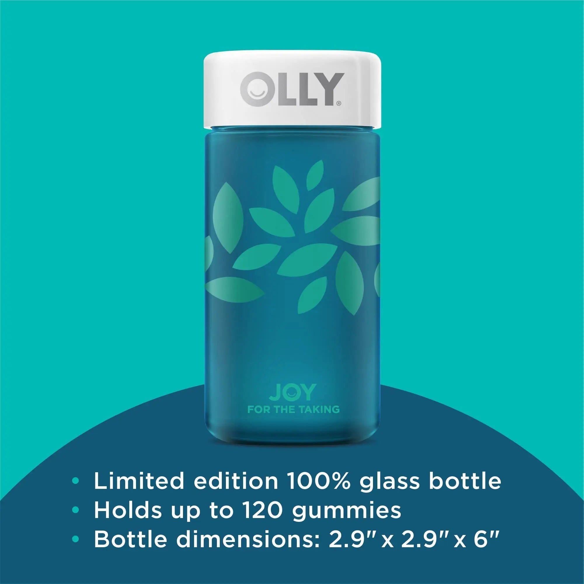 OLLY Joy Jar Gift, Easy Refillable Glass Bottle Vitamin Container, Holds Up to 120 Vitamin Gummies OLLY Au supplements