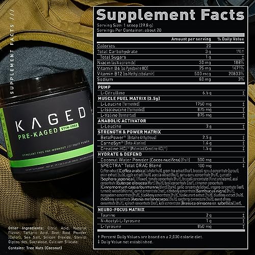 Kaged Stimulant Free Pre Workout Powder | Fruit Punch | Pre-Kaged | Formulated Kaged Au supplements