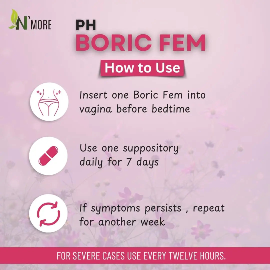 N'More Boric Acid Vaginal Suppositories- 100% Pure - Made in USA- Boricfem Vaginal Health Supplement- 30 Servings (Pack of 1) N'More Au supplements