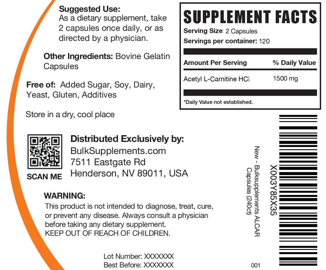 BULKSUPPLEMENTS.COM Acetyl L-Carnitine Capsules - ALCAR HCl, Carnitine Supplement BULKSUPPLEMENTS.COM Au supplements