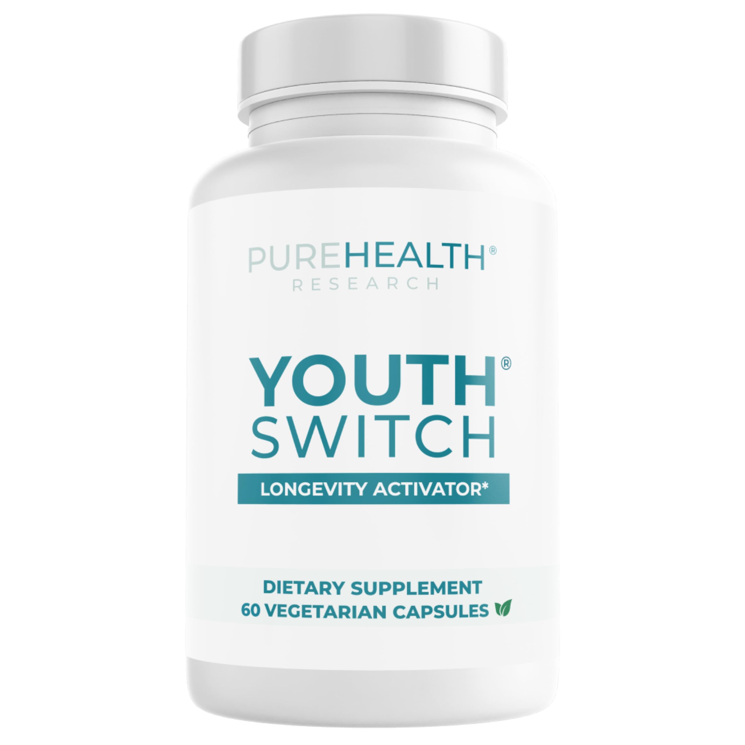 PUREHEALTH RESEARCH Youth Switch - Anti Aging Supplement for Women & Men - Longevity Mix for Healthy Aging - with Ashwagandha, Cat's Claw Extract, Astragalus Root, L-Lysine HCL & More - 60 Capsules PUREHEALTH RESEARCH Au supplements