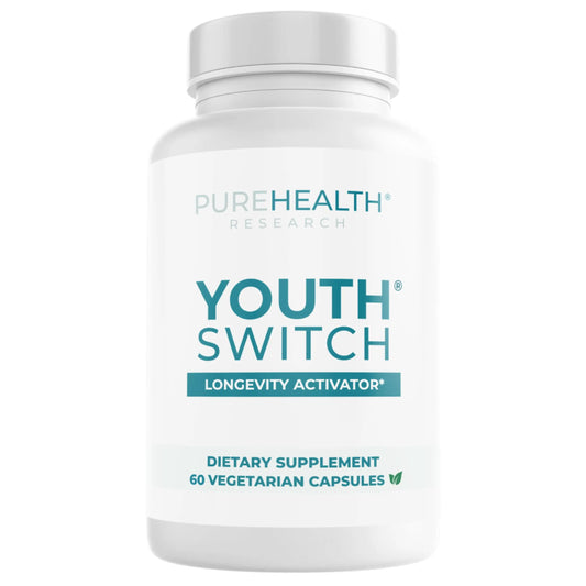 PUREHEALTH RESEARCH Youth Switch - Anti Aging Supplement for Women & Men - Longevity Mix for Healthy Aging - with Ashwagandha, Cat's Claw Extract, Astragalus Root, L-Lysine HCL & More - 60 Capsules PUREHEALTH RESEARCHAU supplements