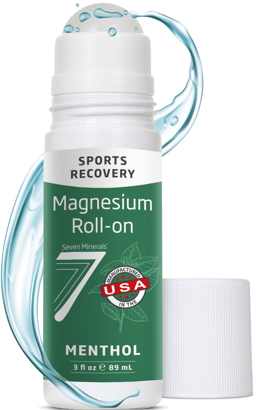Seven Minerals Magnesium Roll On Stick with Menthol for Pain Relief - Cooling Magnesium Oil for Sports Recovery, Sore Muscles, Backache - Fast Acting - All Natural Alternative, 3 Fl Oz Seven Minerals Au supplements
