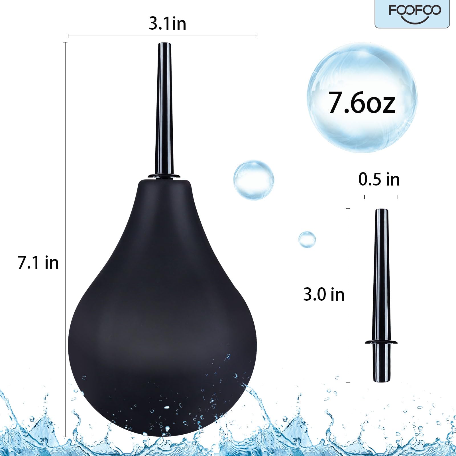 Enema Bulb 7.6oz Douche Enema Kit Includes 4 Nozzles for Women & Men Black with Storage Bag FOOFOO Au supplements