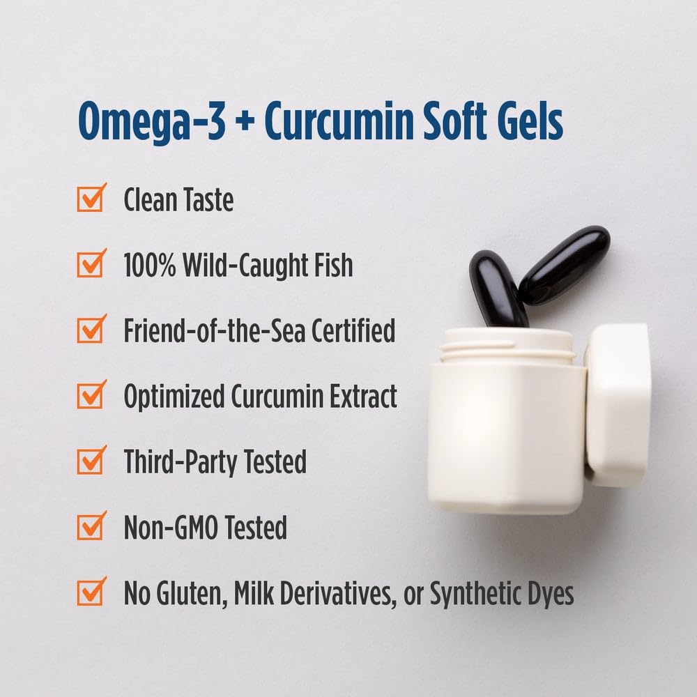 Nordic Naturals Omega Curcumin, Lemon - 60 Soft Gels - 1200 mg Omega-3 + 400 mg Optimized Curcumin - Combats Cellular Stress - Non-GMO - 30 Servings Nordic Naturals Au supplements