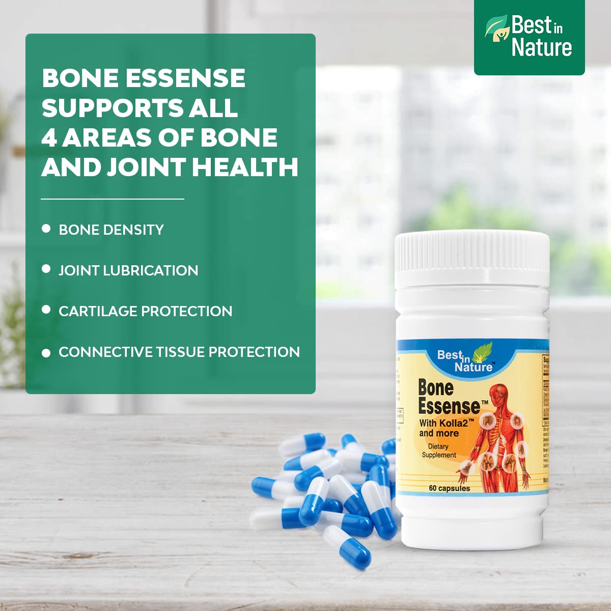 Best in Nature Bone Essense with Kolla2 (Type II Collagen) - Bone and Joint Health Supplement. (60 Count) Best in Nature Au supplements