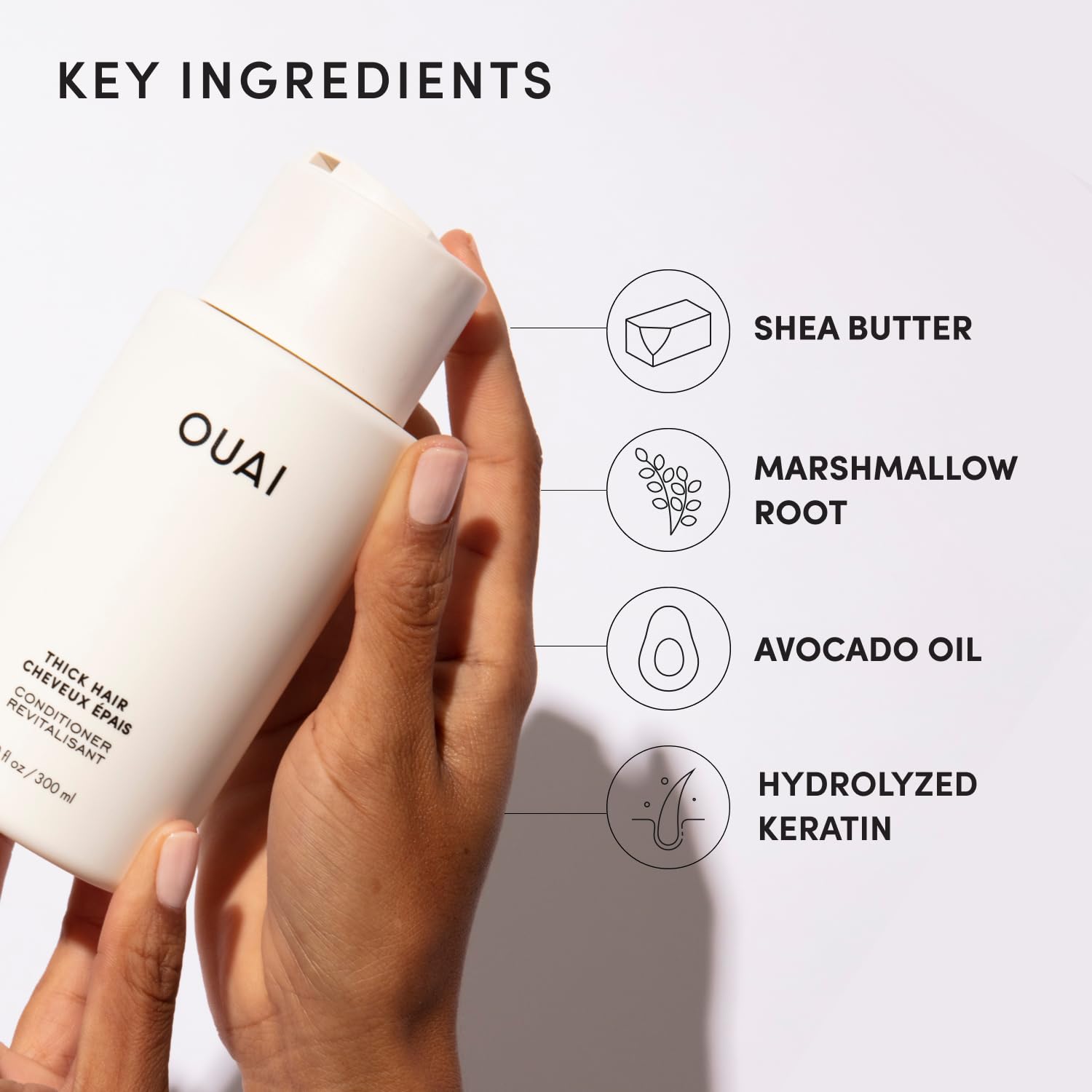 OUAI Thick Hair Conditioner Travel Size - Moisturizing Conditioner for Dry, Frizzy Hair - Keratin, Marshmallow Root, Shea Butter and Avocado Oil - Paraben, Phthalate and Sulfate Free (3 Oz) OUAI Au supplements
