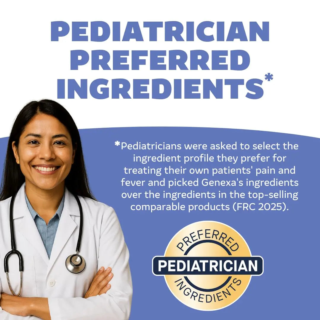 Genexa Infants' Clean Acetaminophen | Pediatrician Preferred Ingredients | Pain Reliever & Fever Reducer for Babies | Dye Free, 0% Artificial Additives | Delicious Organic Blueberry Flavor, 2 fl oz Genexa Au supplements