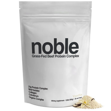 Noble Grass Fed Beef Protein Powder | Beef Protein w/Collagen, Colostrum, Organ Blend | Carnivore, Keto Friendly | Whey, Gluten Free | Muscle, Gut Health, Skin, Joint Support | 30 Servings, Vanilla Noble Origins Au supplements
