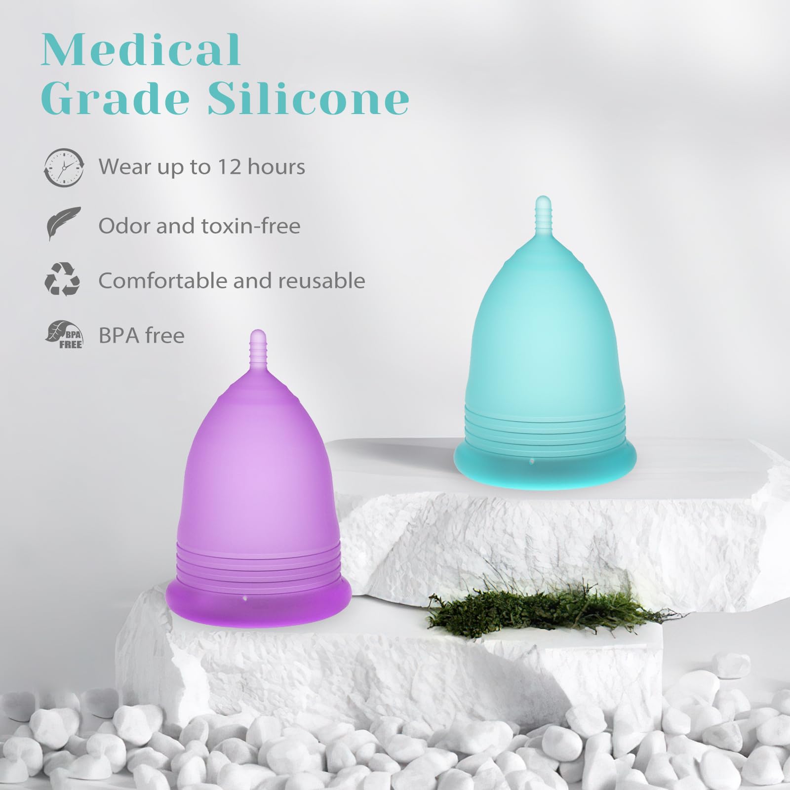 YTYOMUR Menstrual Cup Set, 2 Soft Period Cup Come with Collapsible Cleaner Cup YTYOMUR Au supplements