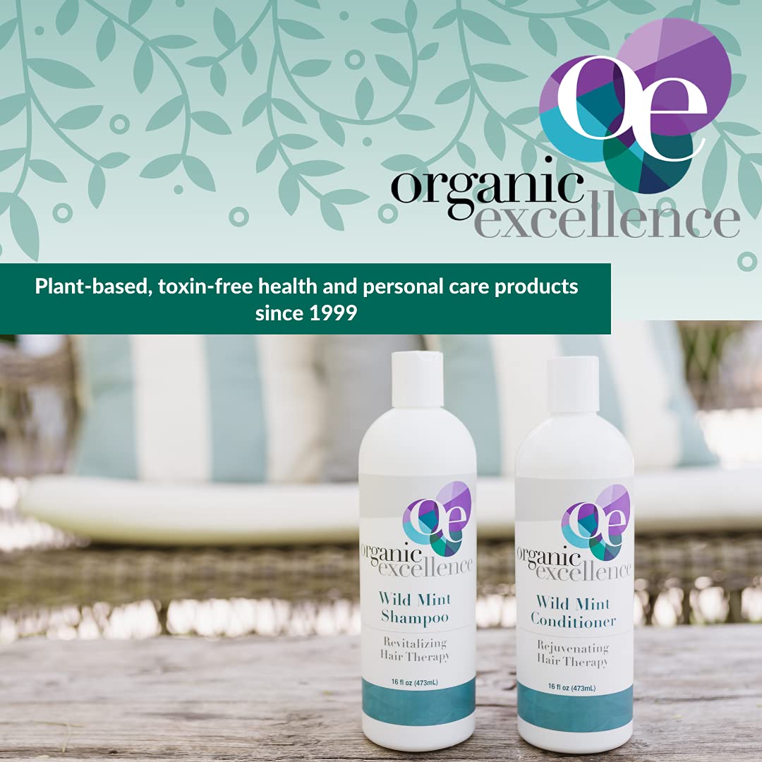 Organic Excellence Natural Organic Shampoo, Wild Mint & Rosemary, Chemical Free, Plant-Based, Toxin-Free, Cruelty-Free, Certified Herbs & Oils For Healthy Full-Bodied Hair 16 fl. oz Organic Excellence Au supplements