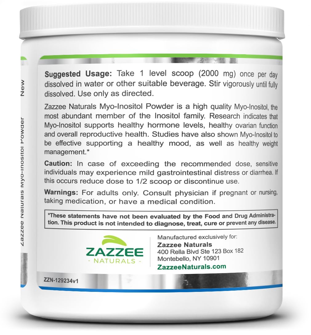 Zazzee Myo-Inositol Powder, 6 Month Supply, 183 Servings, 2000 mg per Serving Zazzee Au supplements