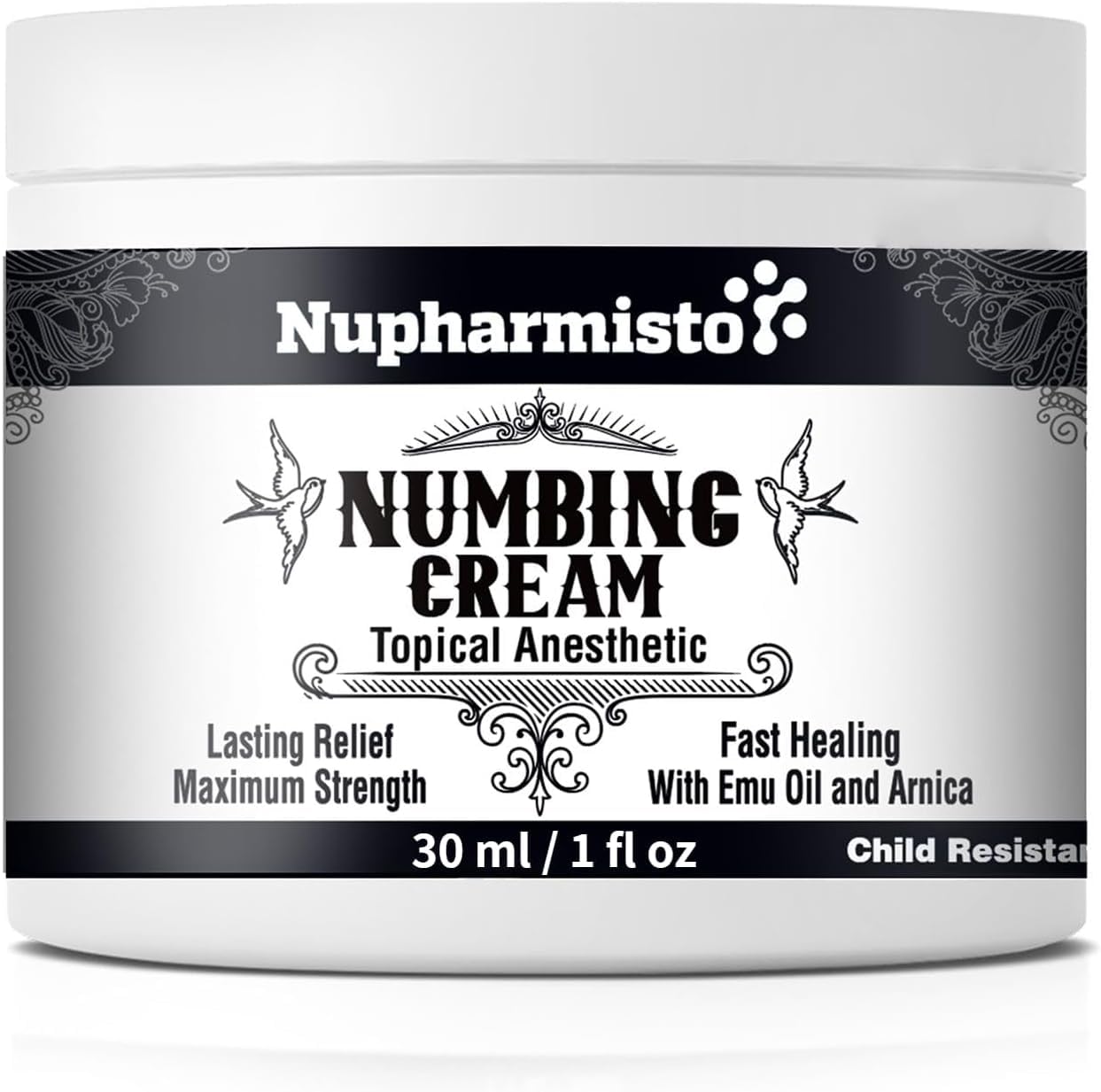 Nupharmisto Numbing Cream Maximum Strength : Long Lasting Numbing Cream with 5X Numbing - Emu Oil and Arnica 30 ml / 1 fl oz Nupharmisto Au supplements