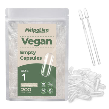 HPMC Empty Capsules Size 1-200 Clear Count Pill Capsules Empty - Plant-Based Cellulose | Vegetarian, Halal, Non-GMO | for DIY Supplement & Herbal Filling MéipaLien Au supplements