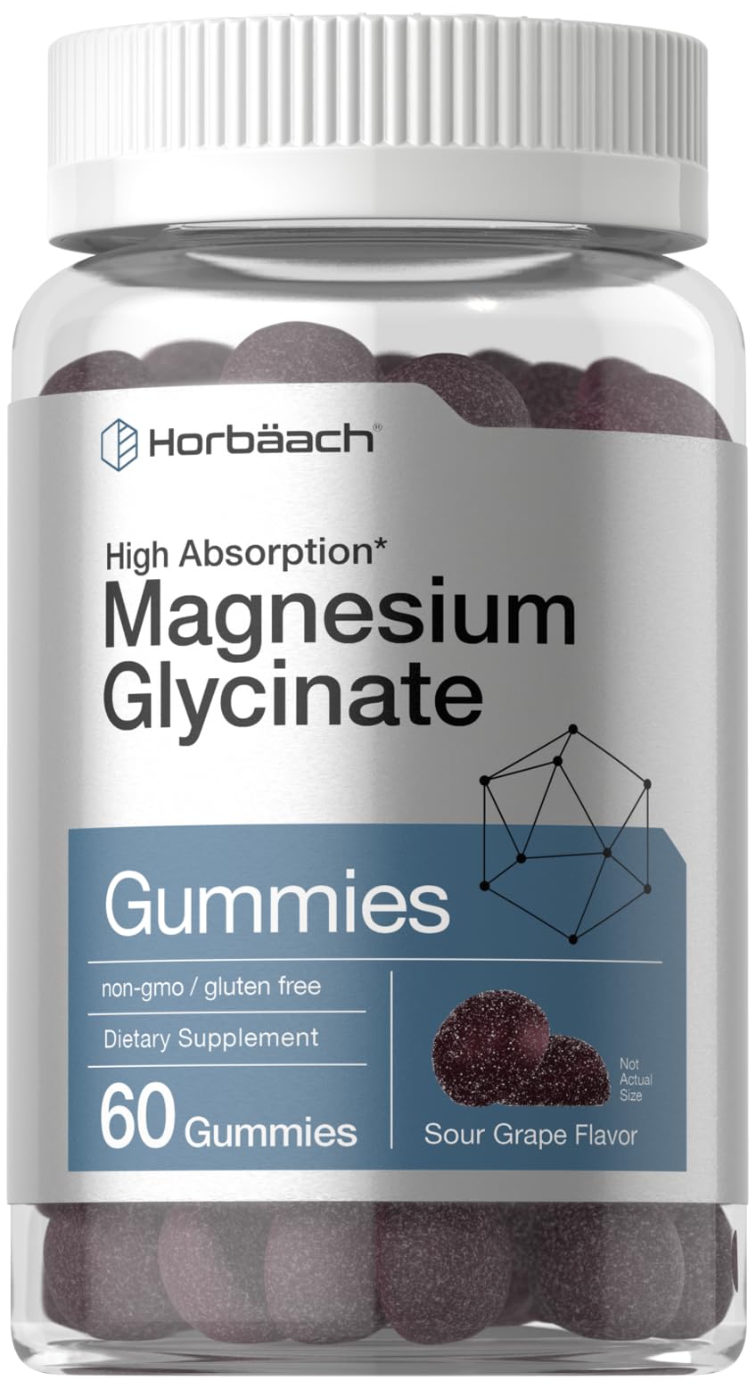 Horbäach Magnesium Glycinate Gummies | 60 Count | Sour Grape Flavor | High Absorption | Vegan, Non-GMO, Gluten Free Horbäach Au supplements