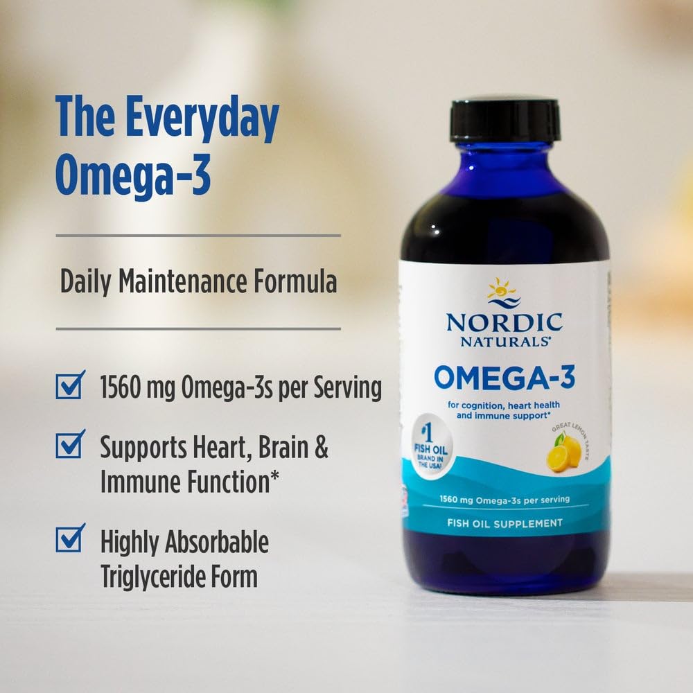 Nordic Naturals Omega-3, Lemon Flavor - 16 oz - 1560 mg Omega-3 - Fish Oil - EPA & DHA - Immune Support, Brain & Heart Health, Optimal Wellness - Non-GMO - 96 Servings Nordic Naturals Au supplements