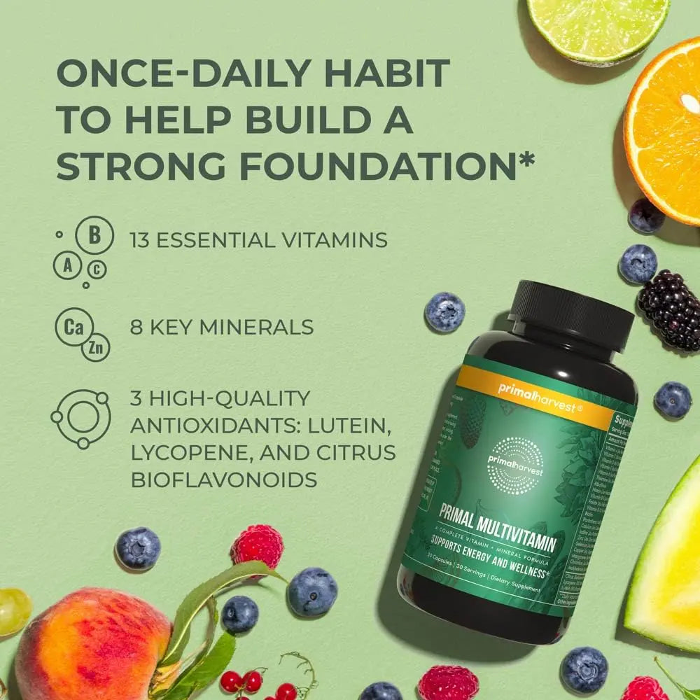Primal Harvest Primal Multivitamin - Daily Multi-Vitamin Supplement with 21 Essential Vitamins & Minerals for Women & Men - Vitamin A, C, D, E, B12, B6, Biotin Primal Harvest Au supplements