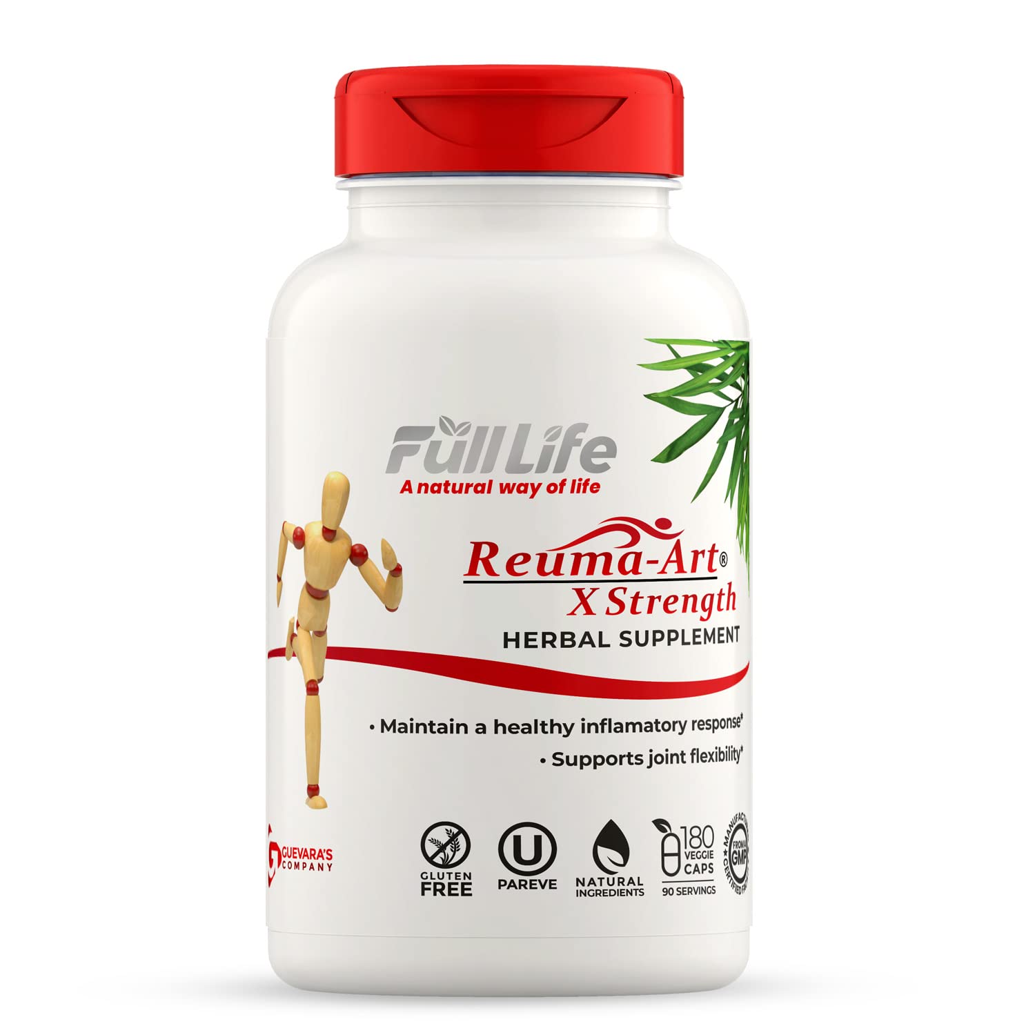 Full Life Reuma-Art X Strength – 400 mg Herbal Supplements - Supports Joint Flexibility – 180 Veggie Capsules Full Life Au supplements