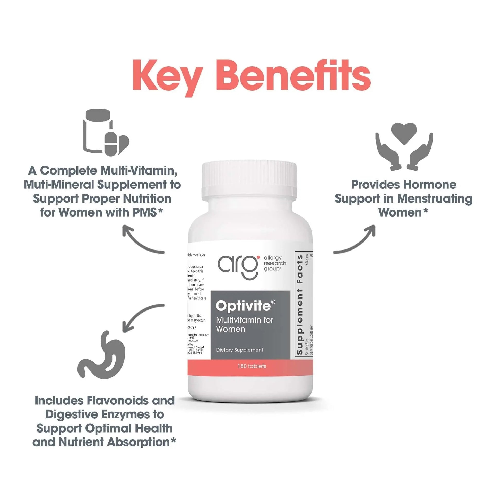 Optimox Optivite - PMS Support Supplement for Women, Period Multivitamin for Hormone Balance with Vitamin B6 & Iron, Hormone Support Vitamin - 180 Tablets Optimox Au supplements