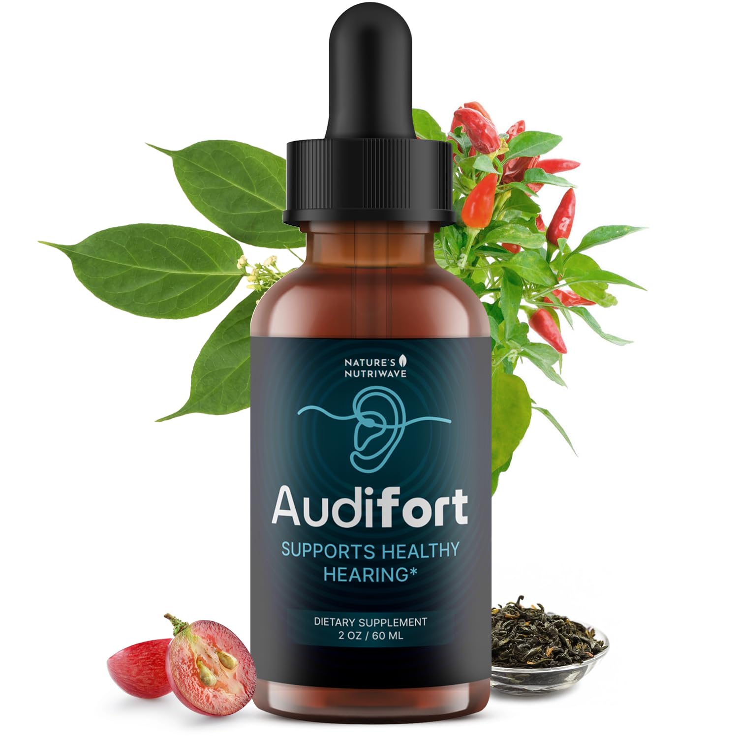 Nature’s NutriWave Audifort Drops – Herbal Liquid Supplement with Grape Seed & Panax Ginseng – Non-GMO, Easy-to-Take, Made in the USA – 60 Servings, 1 Month Supply Nature’s NutriWave Au supplements