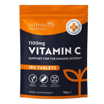 Vitamin C Tablets 1100mg – 180 Premium Vegan and Vegetarian Tablets – 3 Month Supply Nutravita Au supplements