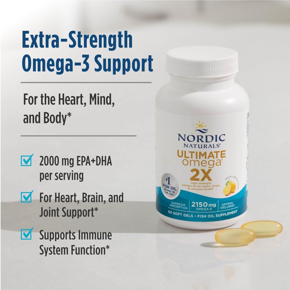 Nordic Naturals Ultimate Omega 2X, Lemon Flavor - 120 Soft Gels - 2150 mg Omega-3 - High-Potency Fish Oil with EPA & DHA - Promotes Brain & Heart Health - Non-GMO - 60 Servings Nordic Naturals Au supplements