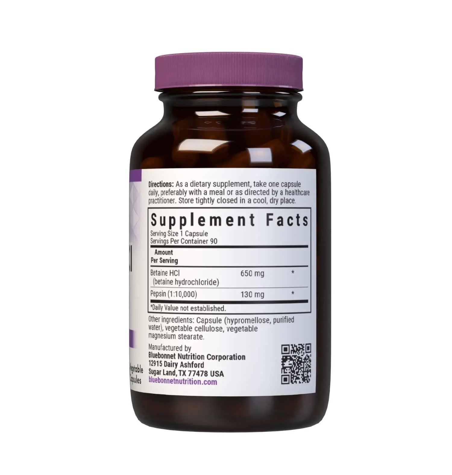 BlueBonnet Betaine HCI Plus Pepsin Vegetarian Capsules, 90 Count BlueBonnet Au supplements