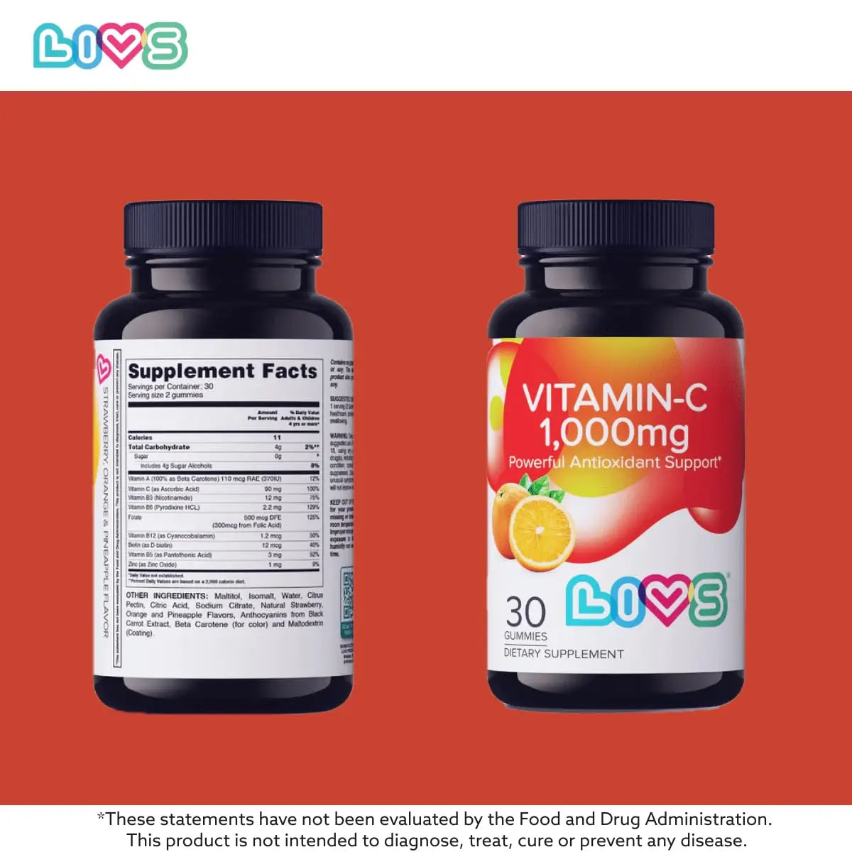 Vitamin C 1000mg Gummies for Kids & Adults |Antioxidant & Immune Support Supplement | Vegan Multivitamin for Hair, Skin & Nails LIVS Au supplements