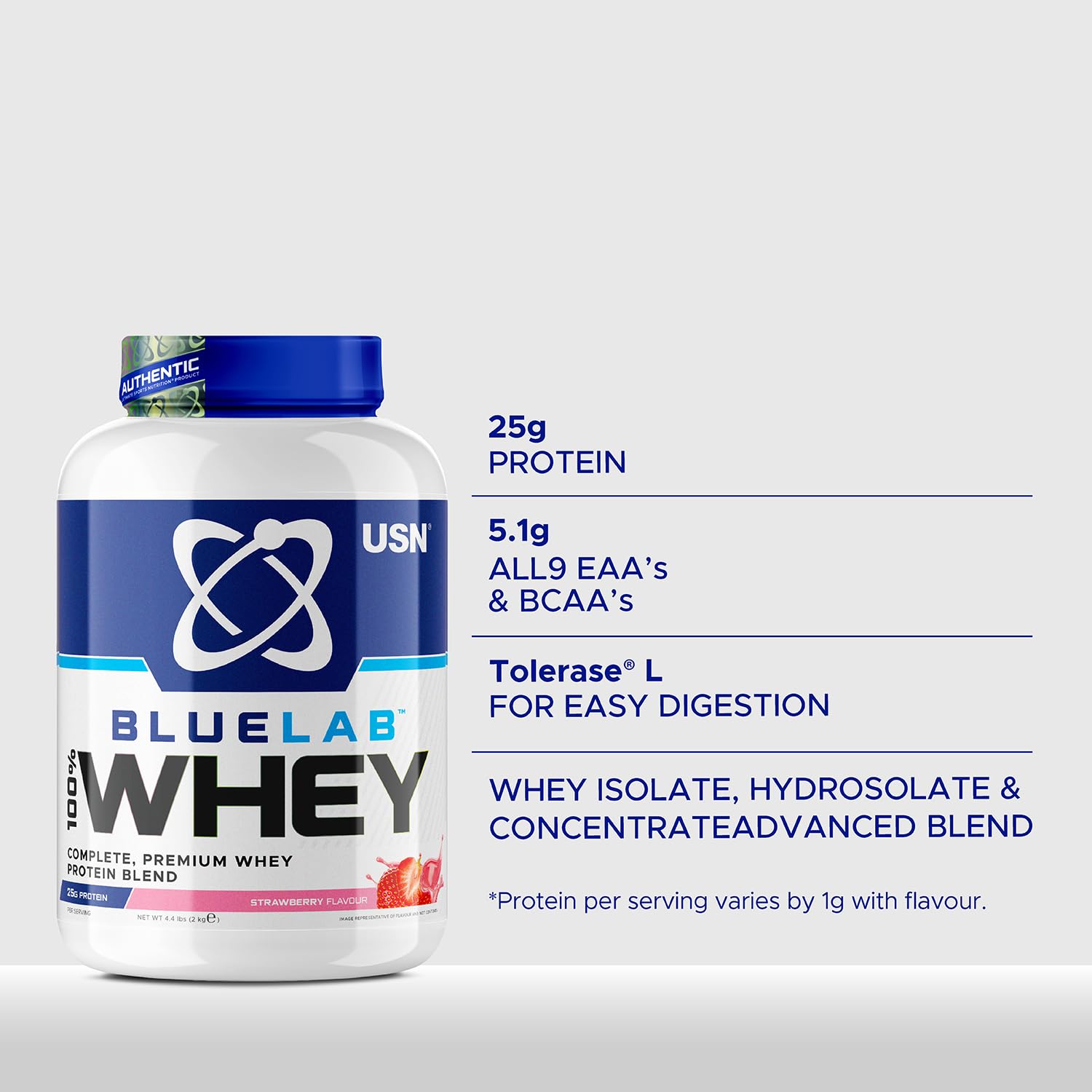 USN Blue Lab Whey Protein Powder: Strawberry - Whey Protein 2kg - Post-Workout - USN Au supplements